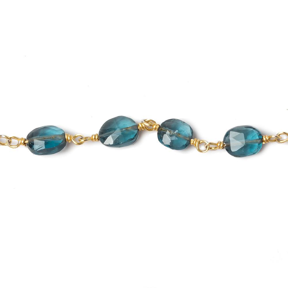 6x5-8x5mm London Blue Topaz Beads Faceted Oval with Vermeil Chain by the foot
