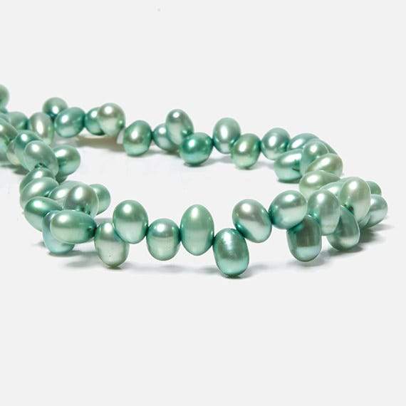 6x5-8x6mm Mint Green Top Drilled Oval Freshwater Pearls 16 inch 84 pieces
