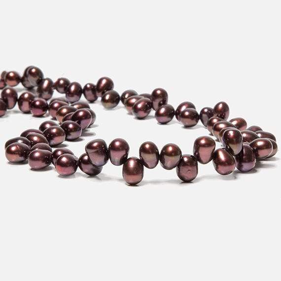 6x5-8x6mm Plum Top Drilled Oval Freshwater Pearls 15.5 inch 77 pieces