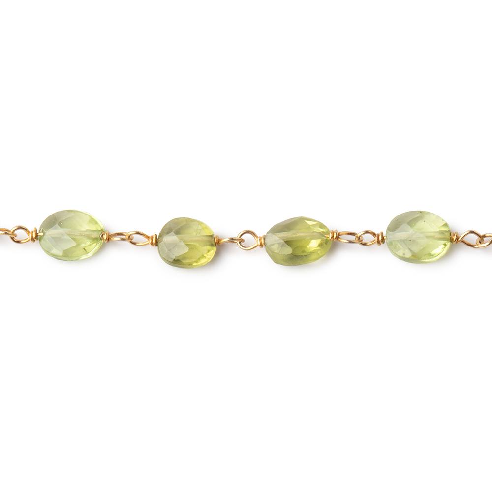 6x5mm Peridot Faceted Oval Beads on Vermeil Chain