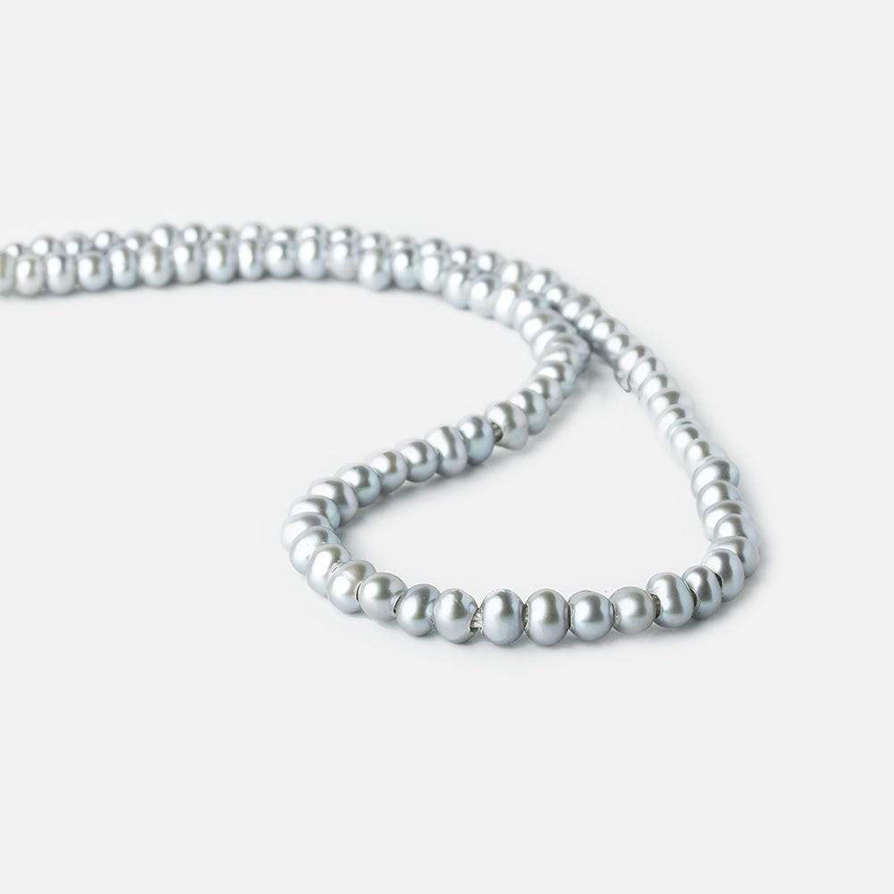 6x5mm Silver Off Round 2.5mm Large Hole Freshwater Pearl 85 pieces