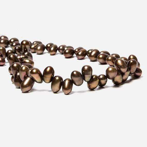 6x5-10x6mm Chocolate Brown Top Drilled Oval Freshwater Pearls 16 inch 77 pieces