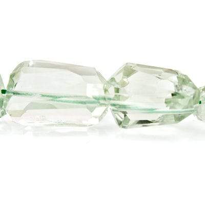 6x6-14x10mm Prasiolite Faceted Nugget Beads 14 inch 43 pieces