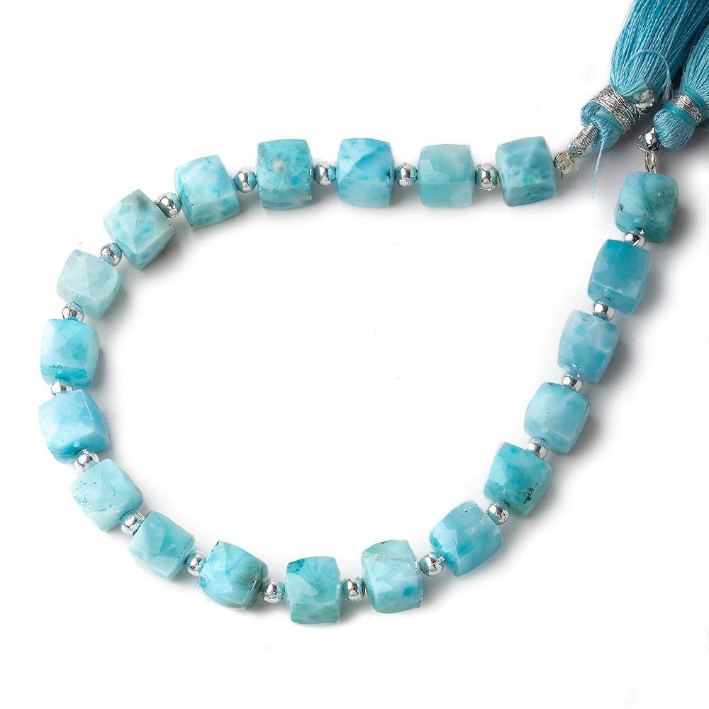 6x6-8x8mm Larimar faceted cubes 8 inch 19 beads AA