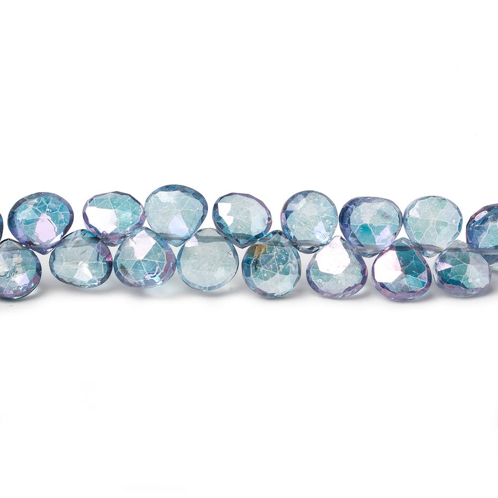 6x6mm Mystic Blue Topaz faceted heart beads 8 inch 62 pieces