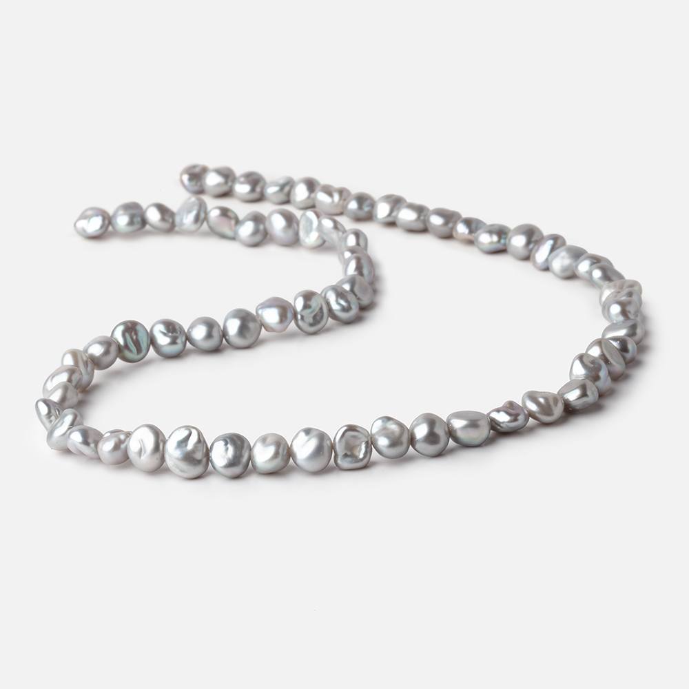 6x7-7x8mm Silver Keshi Side Drilled Freshwater Pearl Beads 16 inch 65 pieces