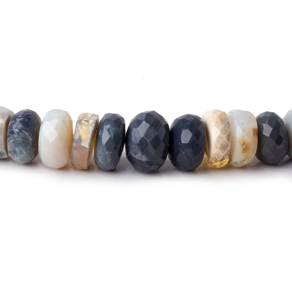 7-10mm Off White, Yellow, & Grey Australian Opal faceted rondelles 13 inch 81 pieces