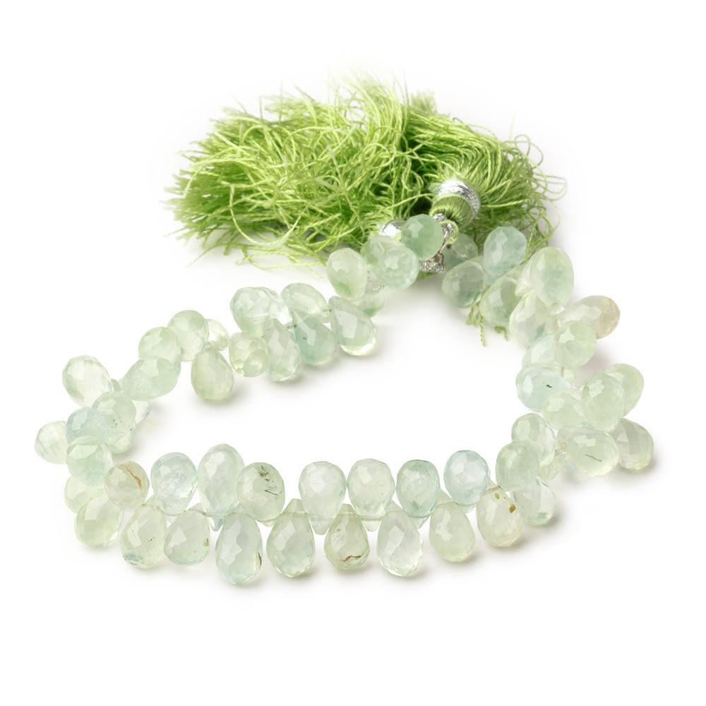 7-10mm Prehnite Tear Drop Briolette Beads 7.75 inch 65 pieces