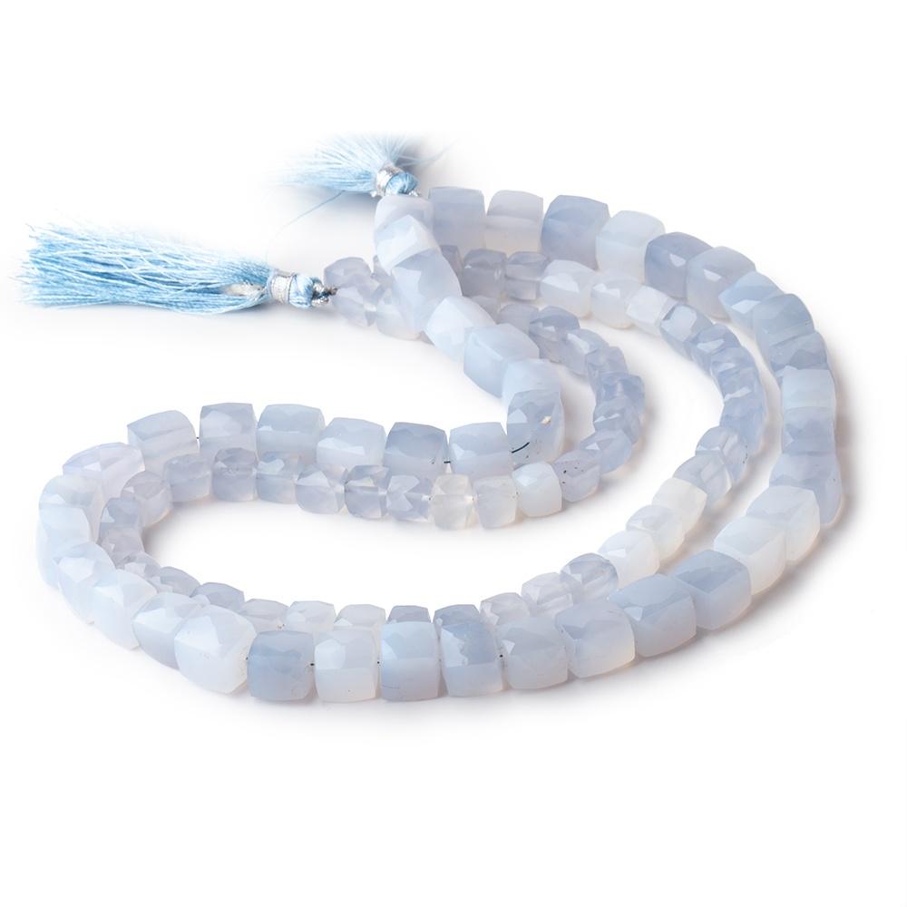 7-10mm Turkish Blue Chalcedony Faceted Cubes SET OF 2 STRANDS - 95 Beads