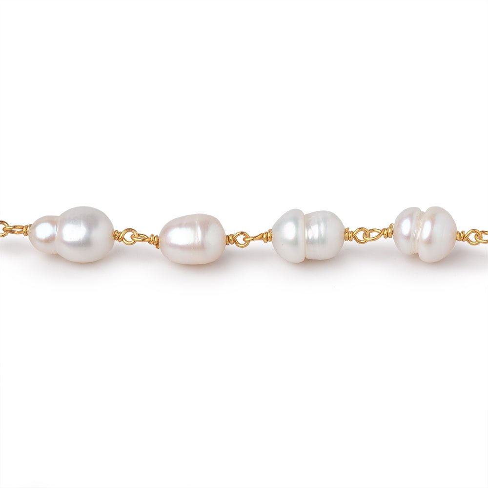 7-11mm Cream Baroque Pearls on Vermeil Chain