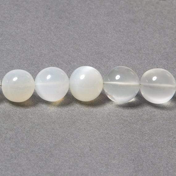 7-11mm White Moonstone Plain Round 49 pcs