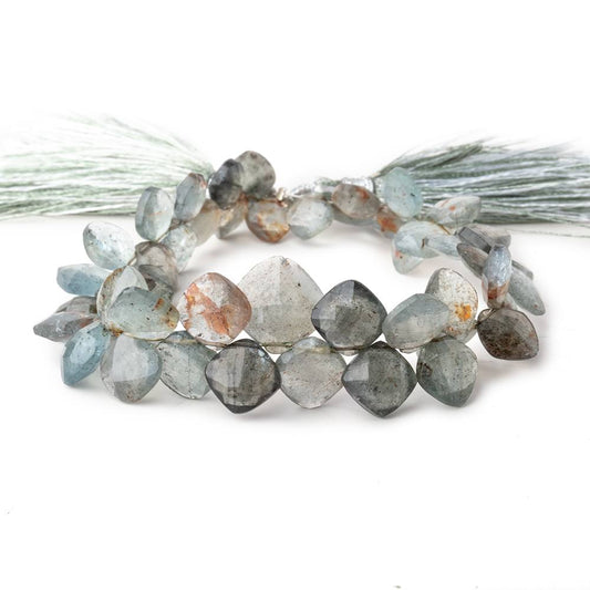 7-13mm Moss Aquamarine Faceted Pillow Beads 7.5 inch 49 pieces