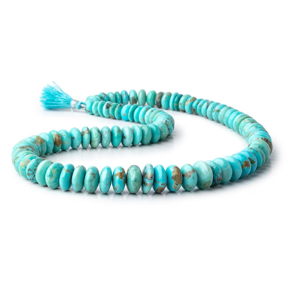 7-14mm Sleeping Beauty Turquoise Plain Rondelle Beads 20 inch 93 pieces AAA