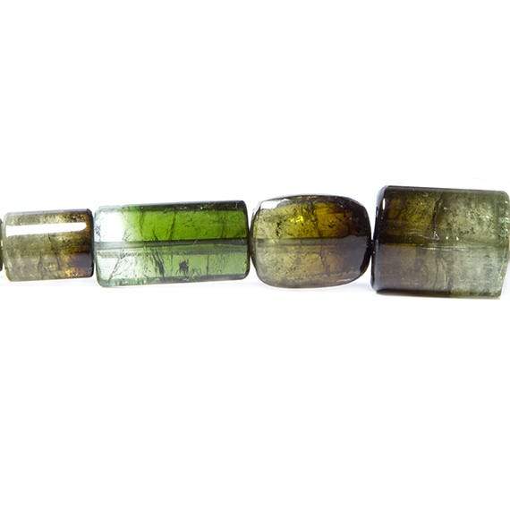 7-18mm Bi-tonal Avocado Green Tourmaline Beads Plain Tube 39 pcs