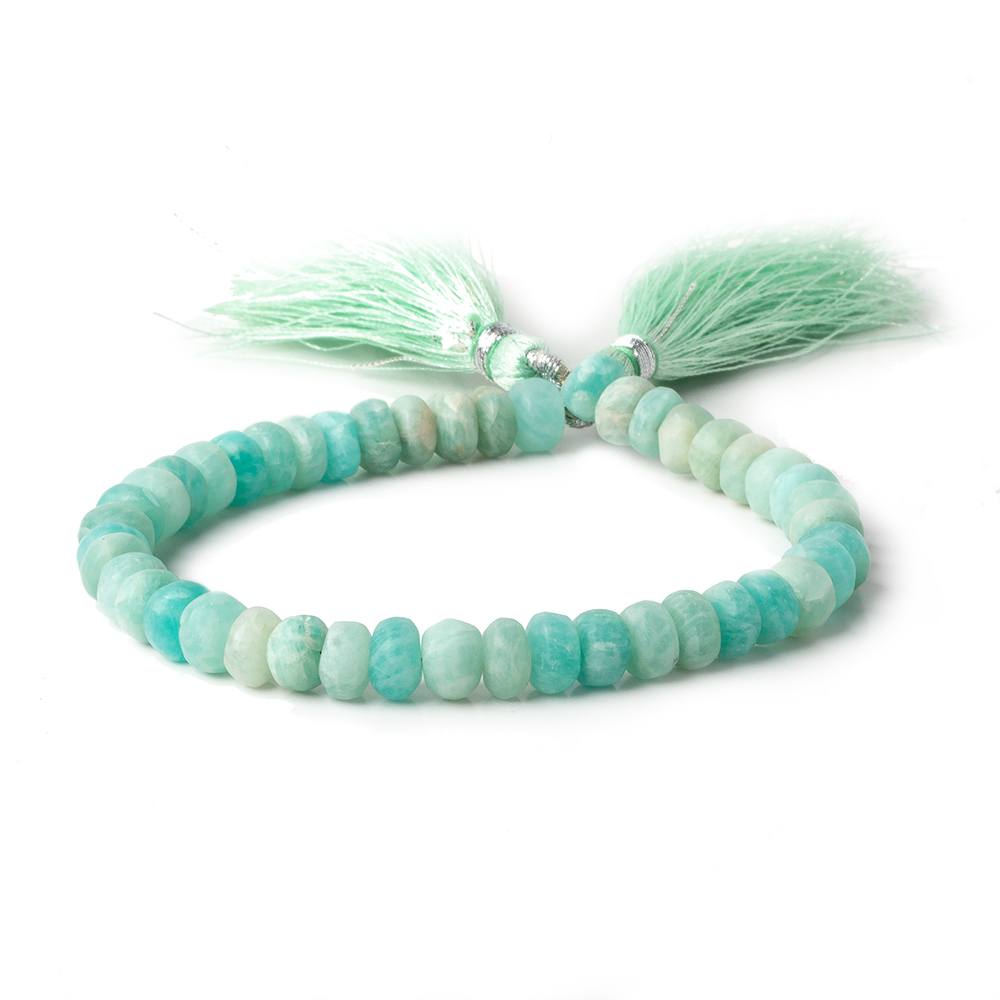 7-7.5mm Matte Amazonite plain rondelle beads 7.5 inch 41 beads A
