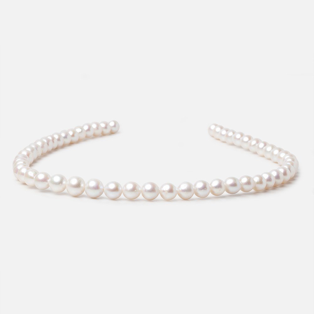 7-8.5mm Off White Chinese Akoya Saltwater Pearls 15.5 inch 50 pieces A