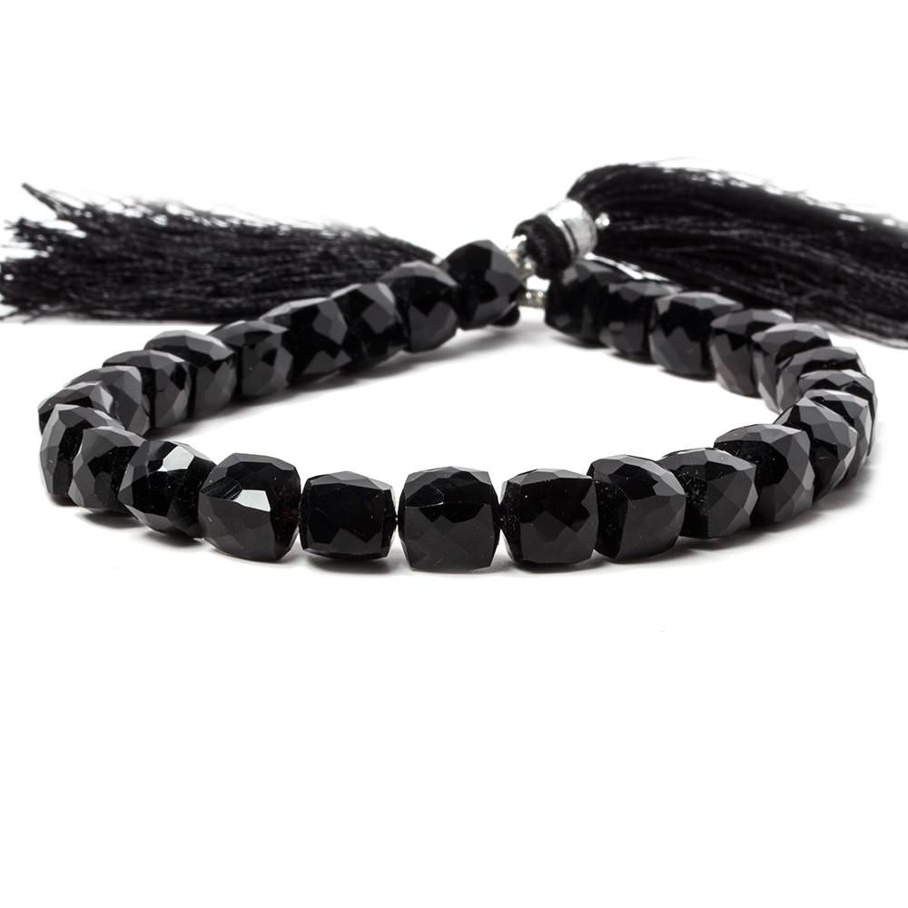 7-8mm Black Chalcedony Faceted Cube Beads 8 inch 25 pieces