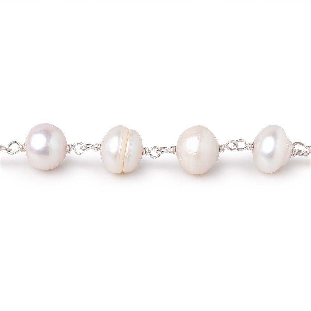 7-8mm Cream Baroque Pearls on .925 Silver Chain