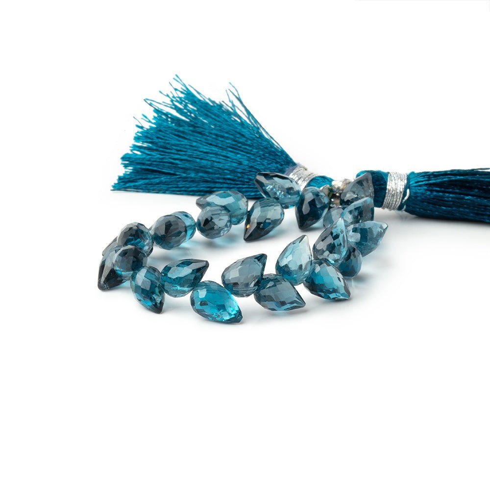 7-8mm London Blue Topaz Shoulder Drill Tear Drop 4 inch 24 Beads AAA