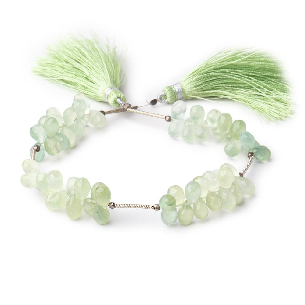 7-8mm Prehnite Tear Drop Briolette Beads 7 inch 61 pieces