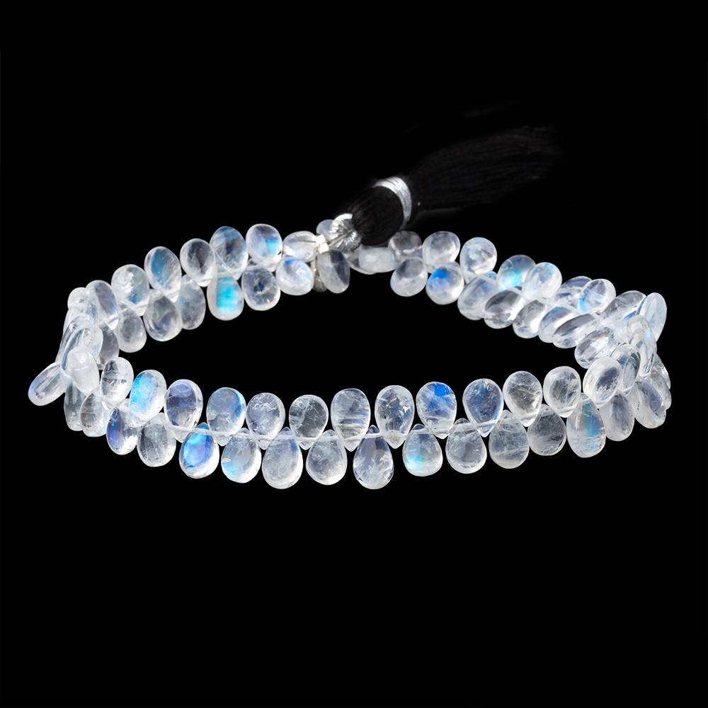 7-8mm Rainbow Moonstone Plain Pear Beads 8.5 inch 76 pieces AAA