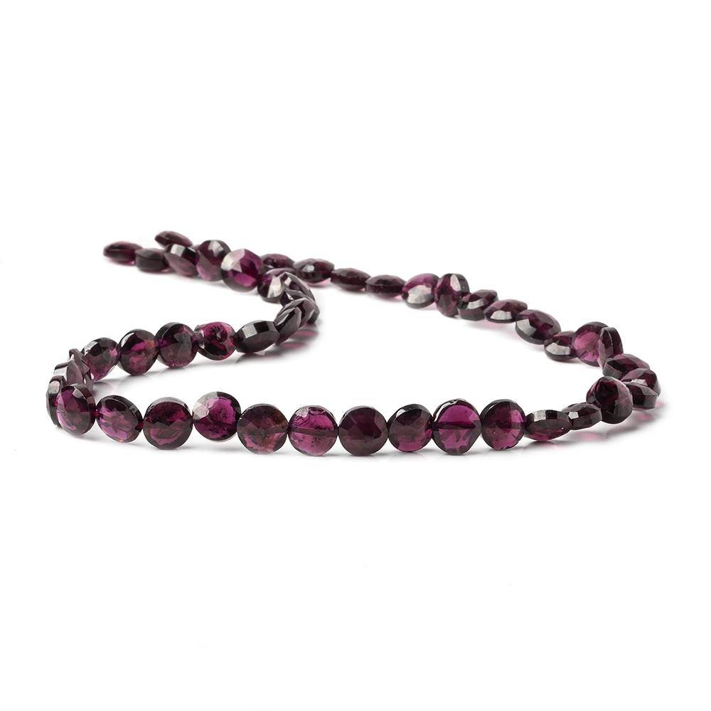 7-8mm Rhodolite Garnet Faceted Coin Beads 13 inch 45 pieces