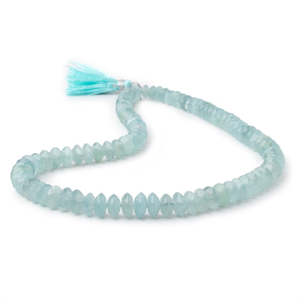 7-9.5mm Aquamarine German Faceted Rondelles 16 inch 93 Beads