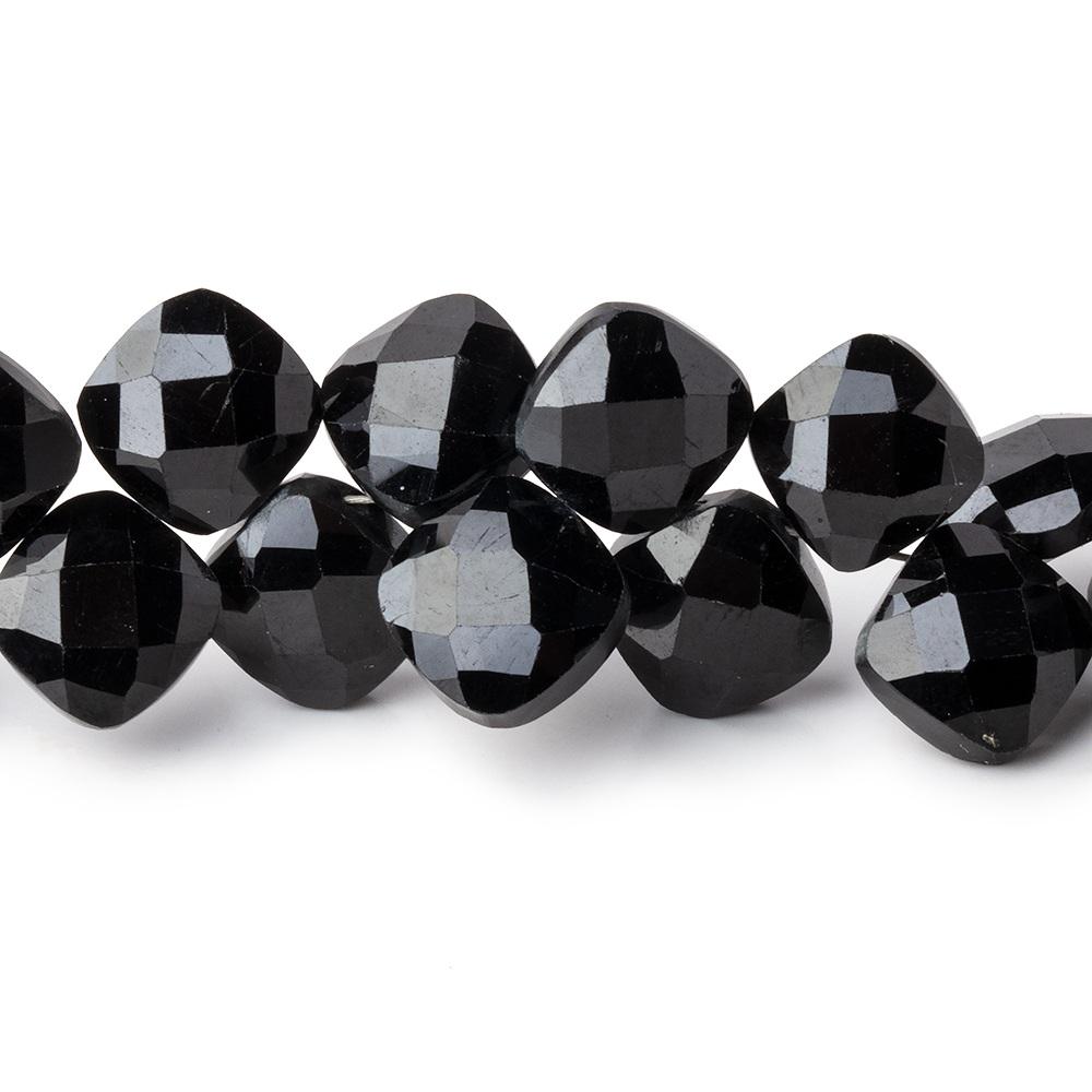 7-9mm Black Spinel Faceted Pillow Beads 16 inch 100 pieces AA