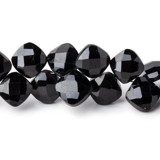 7-9mm Black Spinel Faceted Pillow Beads 16 inch 100 pieces AA