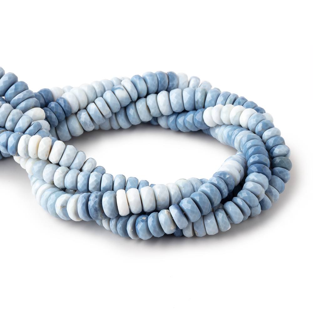 7-9mm Owyhee Denim Blue Opal Faceted Rondelles LOT OF 4 STRANDS