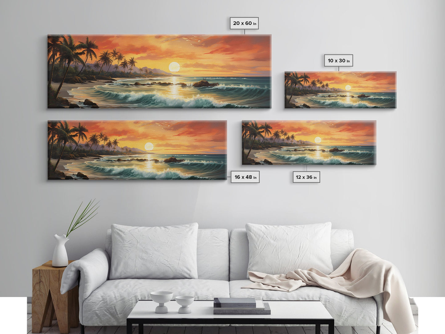 Tropical Ocean Beach canvas prints Sea landscape Nautical photo Coastal Framed Art Sea wave canvas Extra large wall art Ready to hang
