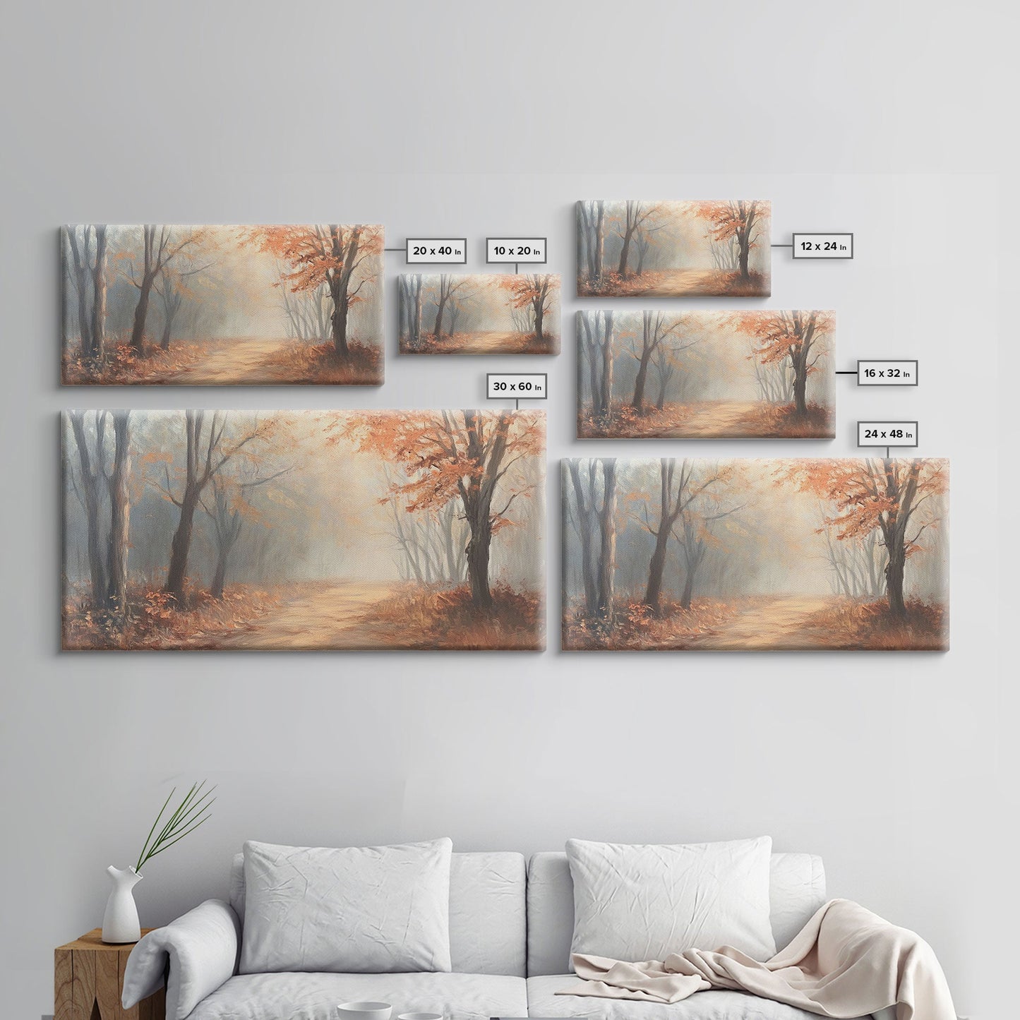 Path Through The Fall Forest, Framed Canvas Print, Winter Wonderland Decor, Perfect Wall Art and Gift Idea