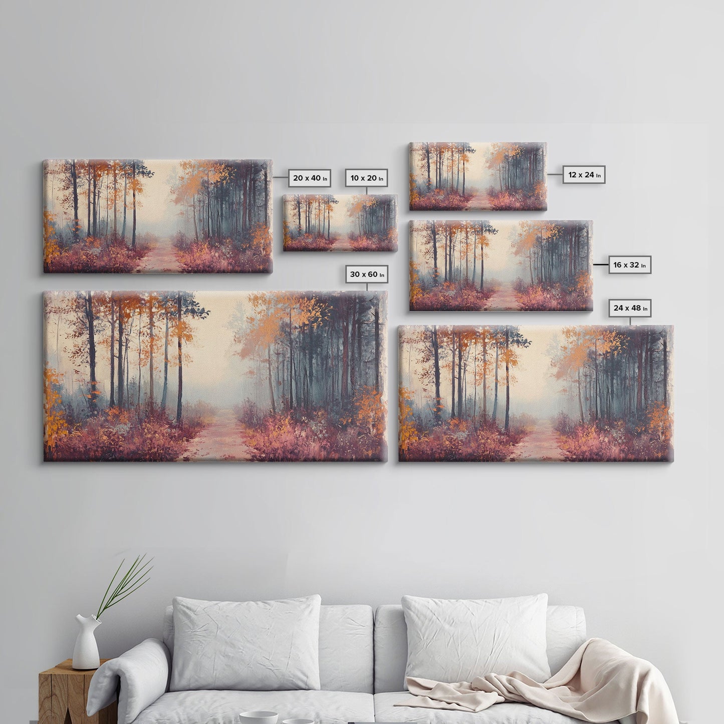 Misty Autumn Woods Framed Canvas Print, Moody Fall Pathway Art, Fall Home Decor, Modern Farmhouse Seasonal Wall Art, Holiday Gift Idea