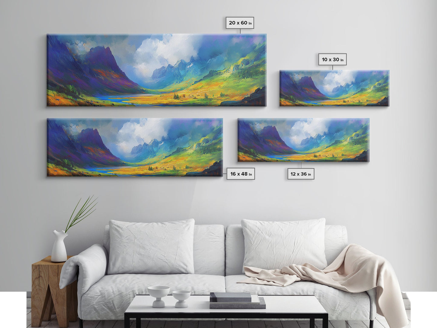 Colorful Fantasy Landscape Painting Print, Oversized Wall Art, Purple and Green Wall Art