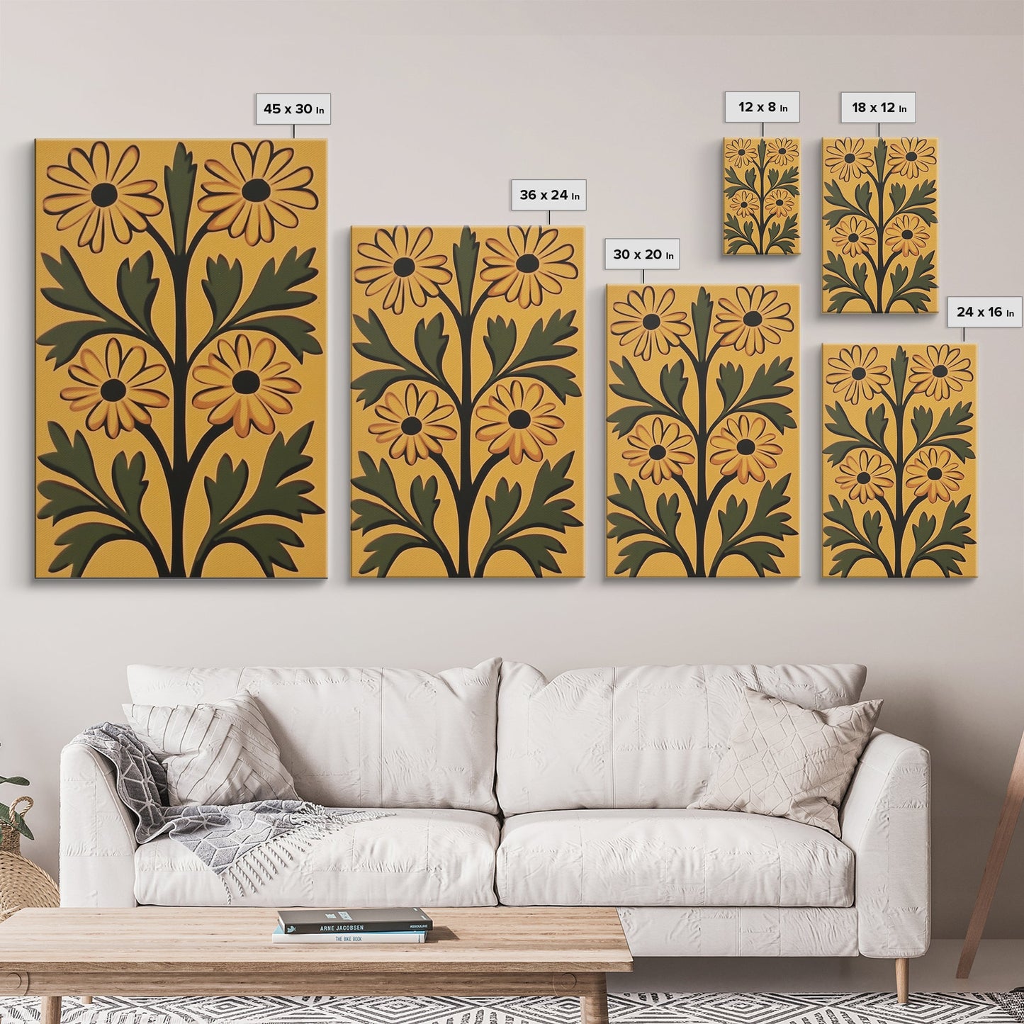 Boho Flower Wall Art, Canvas Print, Artful Boho Flower Art Print, Abstract Botanical Wall Art, Aesthetic Botanical Living Room Decor