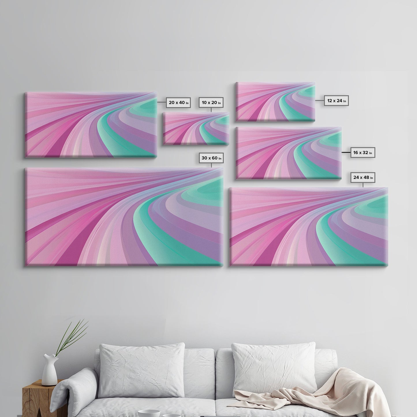 Mid-Century Modern Pastel Colors Wall Art, Turquoise and Purple