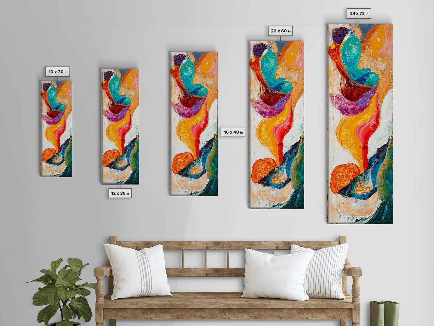 Fiery Abstract, Color Explosion, Dynamic Painting, Framed Canvas Print, pink orange wall art, bold abstract art, modern art, vibrant art