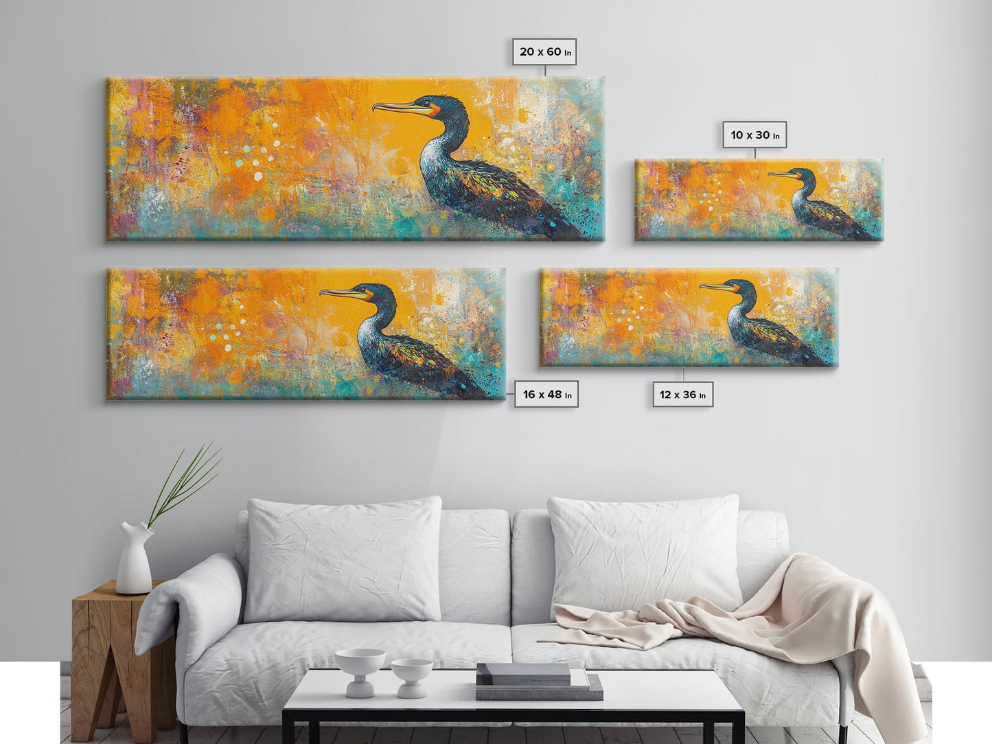Vibrant Bird Art Framed Canvas Print Modern Wildlife Wall Art, Bold Orange Abstract Decor, Boho Nature Art, Office or Living Room Art