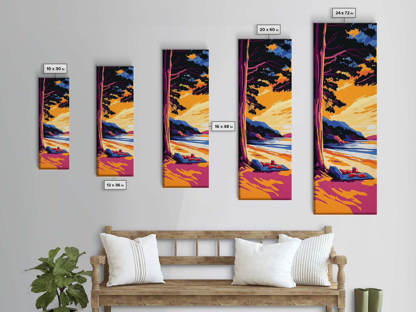 Coastal Retreat, Sandy Beach Scene, Relaxing Sunset View, Ocean Wall Art, Vacation Home Decor, Canvas Print, Tropical Style