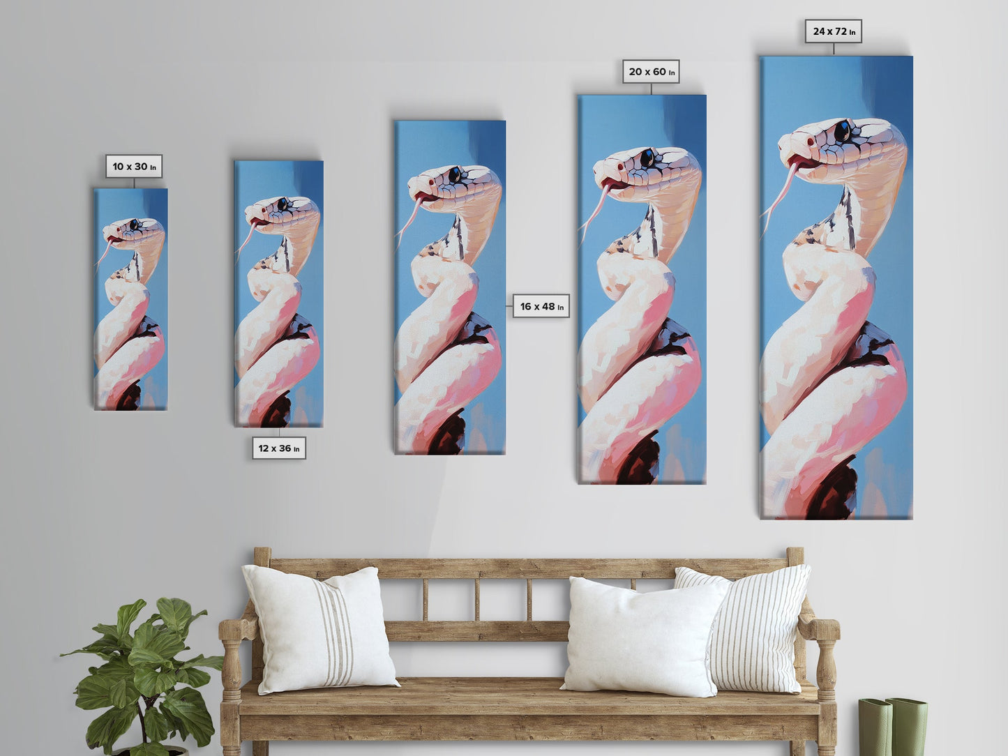 Coiled Snake, Wildlife Wall Art, Nature Print, Modern Animal Art, Framed Canvas Print, Boho Home Decor, Unique Statement Piece