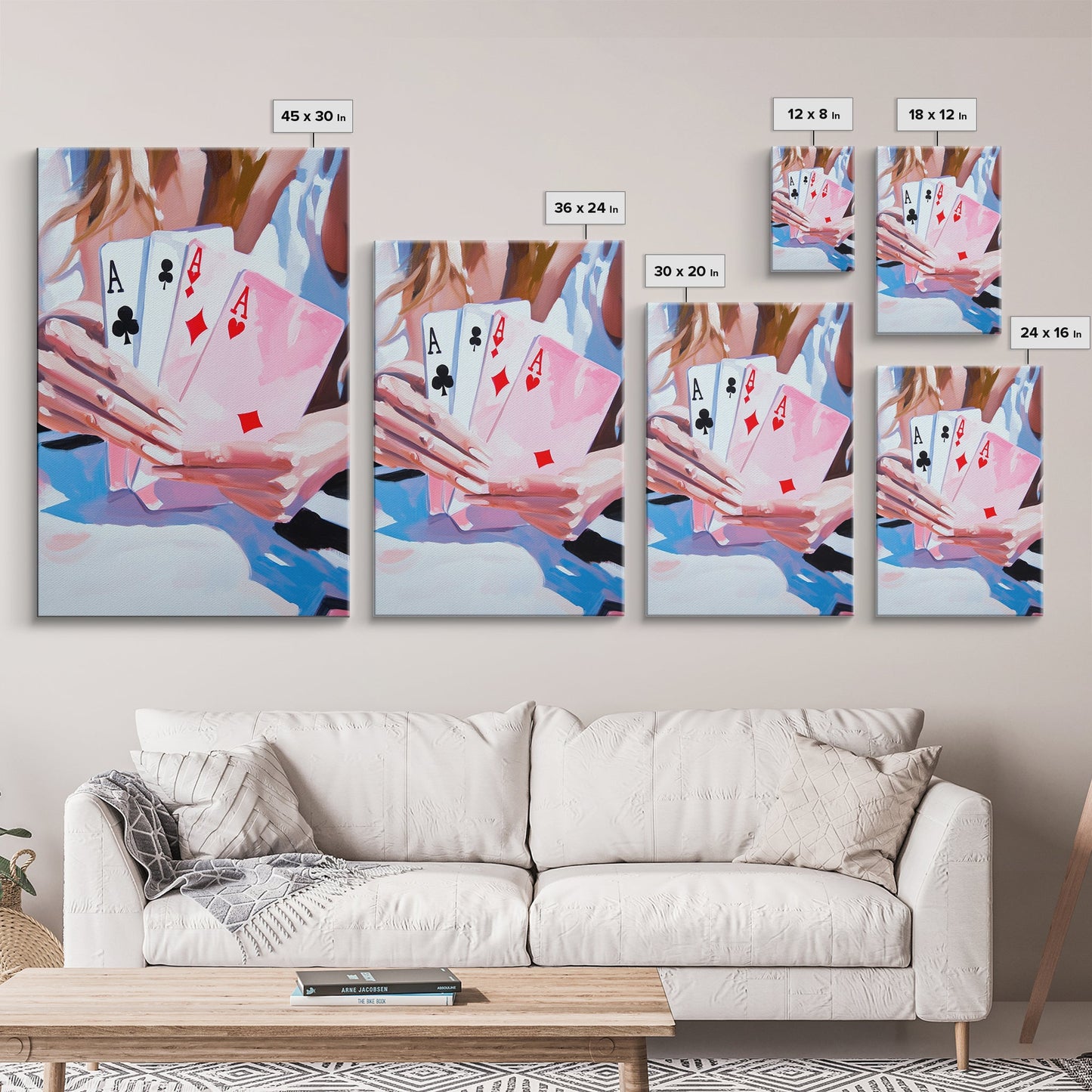 Poker Hand, Woman Holding Cards, Gambling Art, Casino Wall Art, Luxury Decor, Contemporary Art, Framed Canvas Print, Game Room