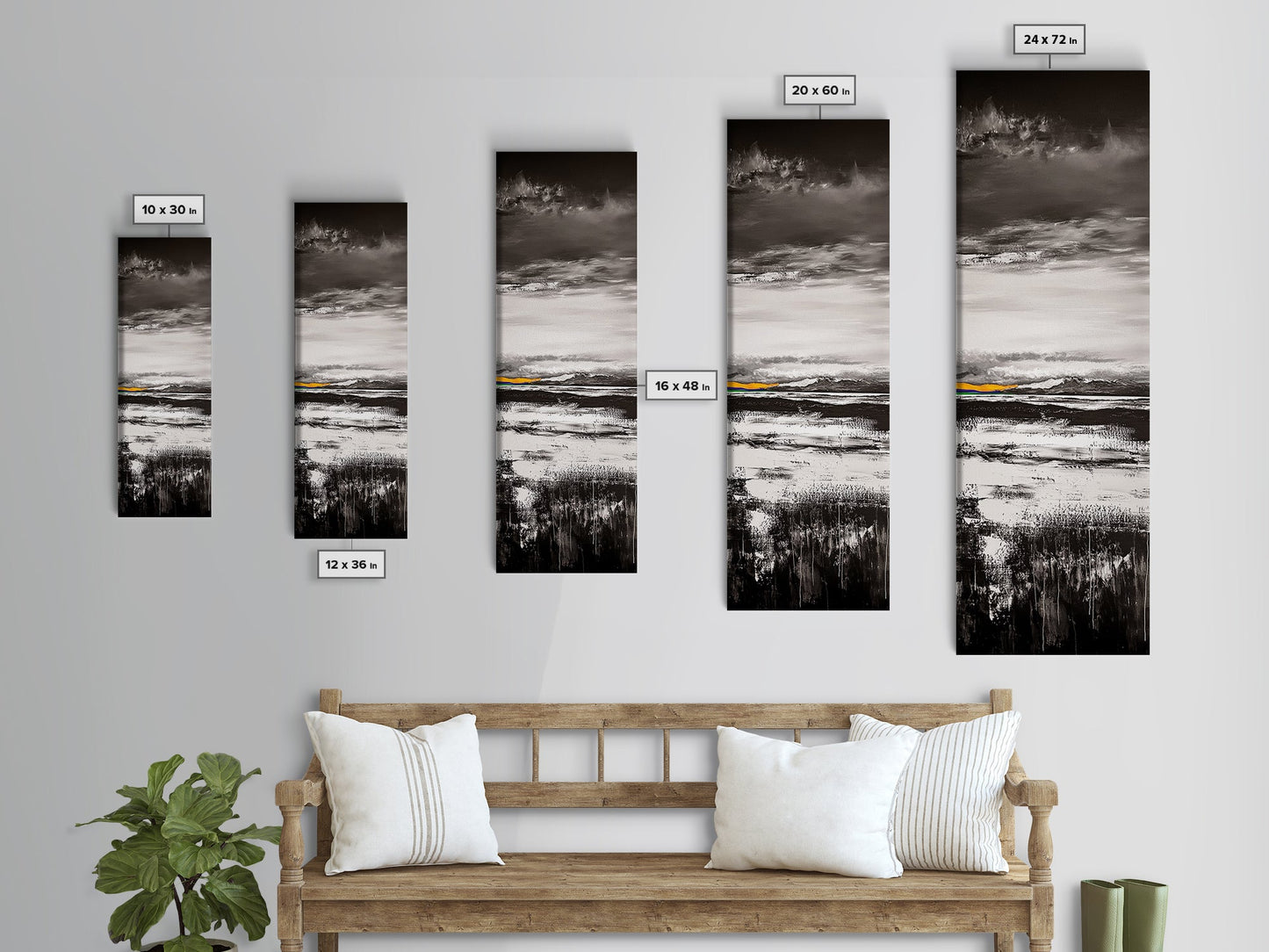 Moody Landscape Art, Black and White Painting, Nature Inspired Wall Decor, Rustic Home Accent, Modern Minimalist Style, Canvas Print
