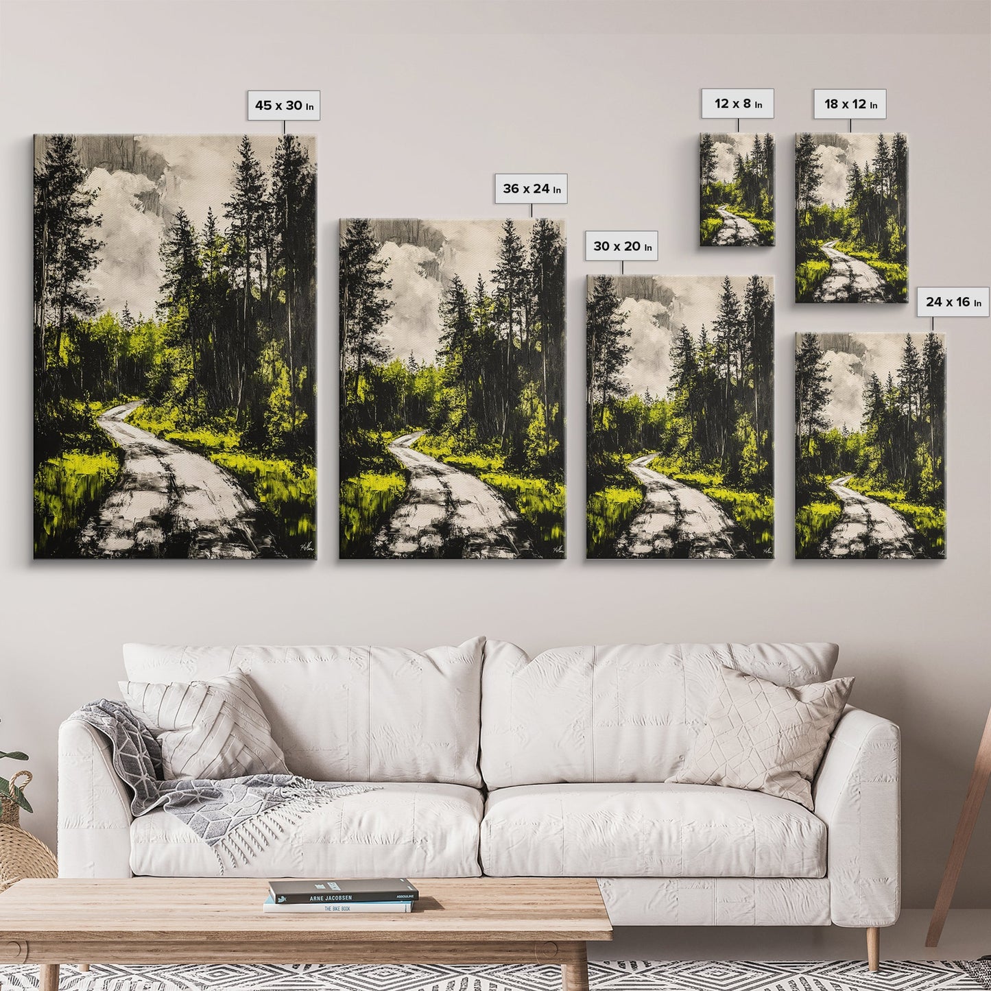 Forest Path, Nature Wall Art, Rustic Landscape, Cabin Decor, Outdoor Aesthetic, Greenery Painting, Framed Canvas Print
