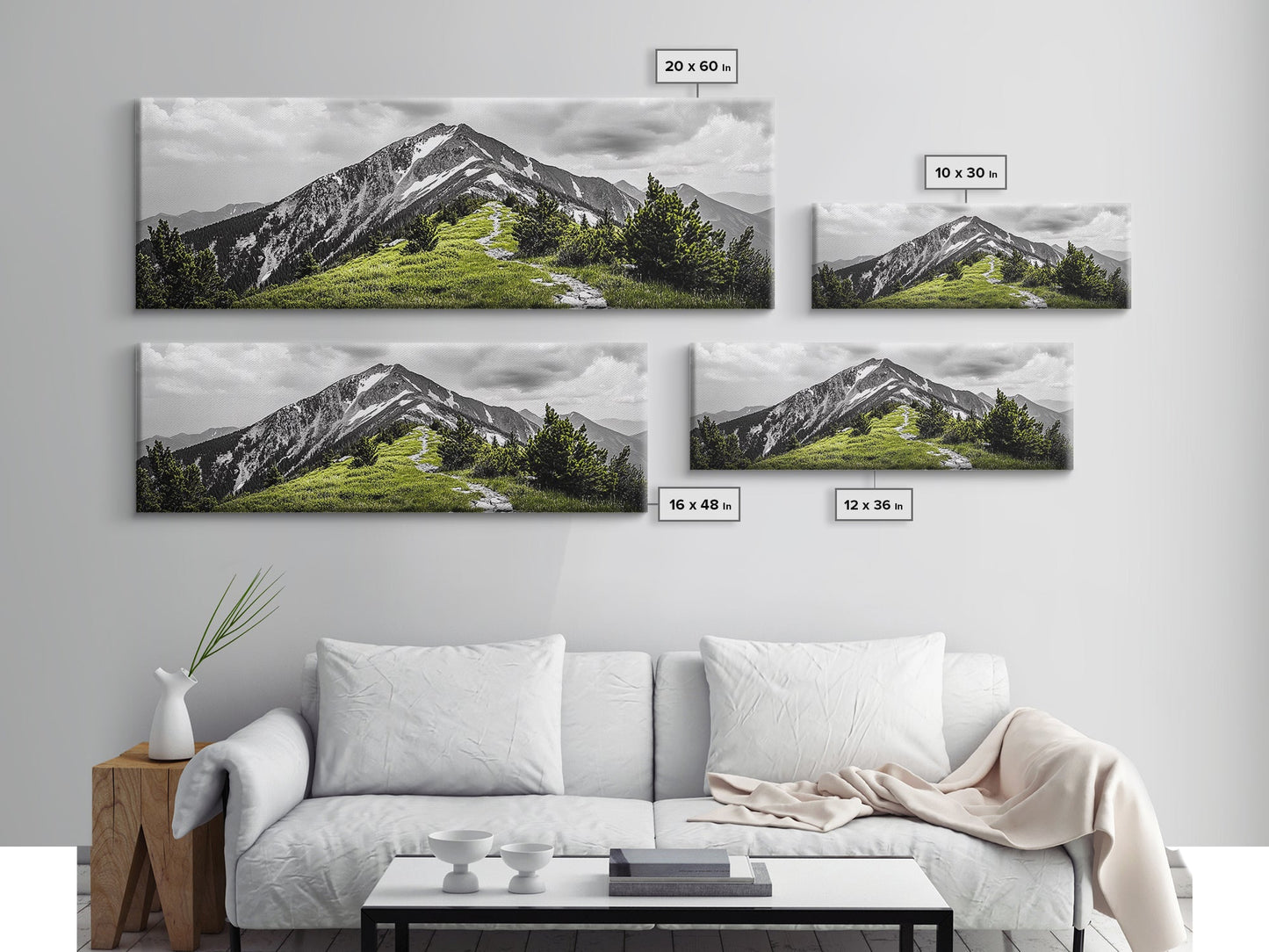 Mountain Hike Path, Scenic Peak Trail, Nature Landscape, Framed Canvas Print, Modern Cabin Decor, Adventure Wall Art, Minimalist Style