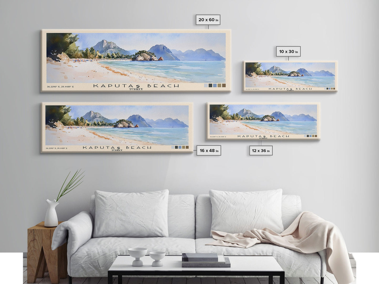 Kaputaş Beach, Turkey Watercolor Beach Print, Vacation Gift, Turkey Wall Art, Beach Painting, Beach Decor, Beach Painting