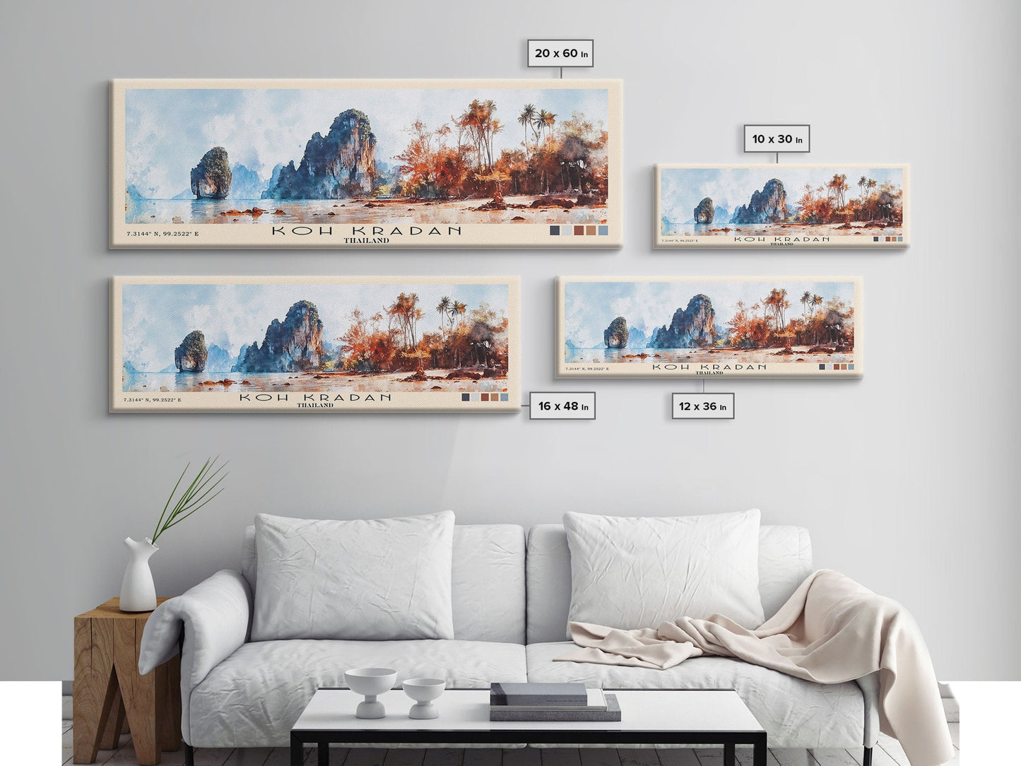 Koh Kradan, Thailand Watercolor Beach Print, Vacation Gift, Thailand Wall Art, Beach Painting, Beach Decor, Beach Painting
