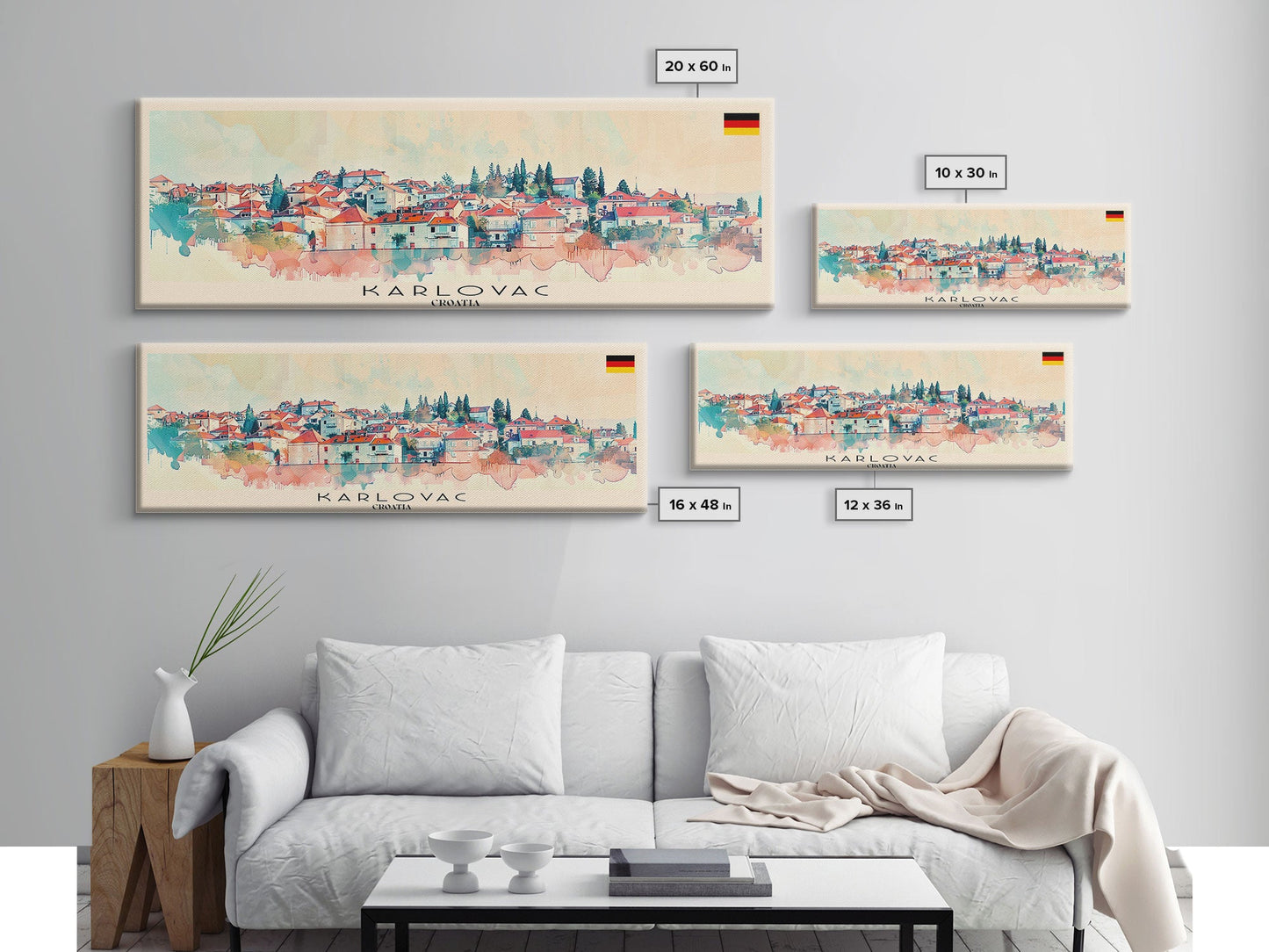 Karlovac Croatia Travel Art, City Art, Framed Canvas Print or Metal Wall Art, Europe Travel Poster, Panoramic Wall Art, Extra Wide Wall Art