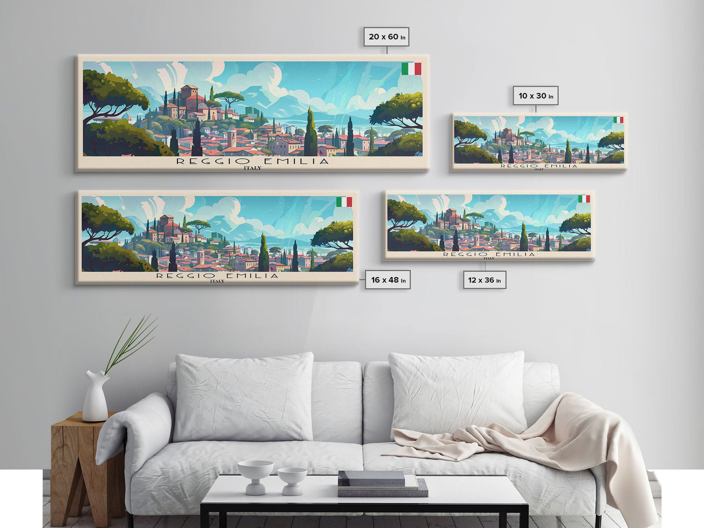 Reggio Emilia Travel Print Wall Art, Panoramic City Art, Travel Art, Wall Decor, Vacation Gift, Framed Canvas Print Or Metal Art