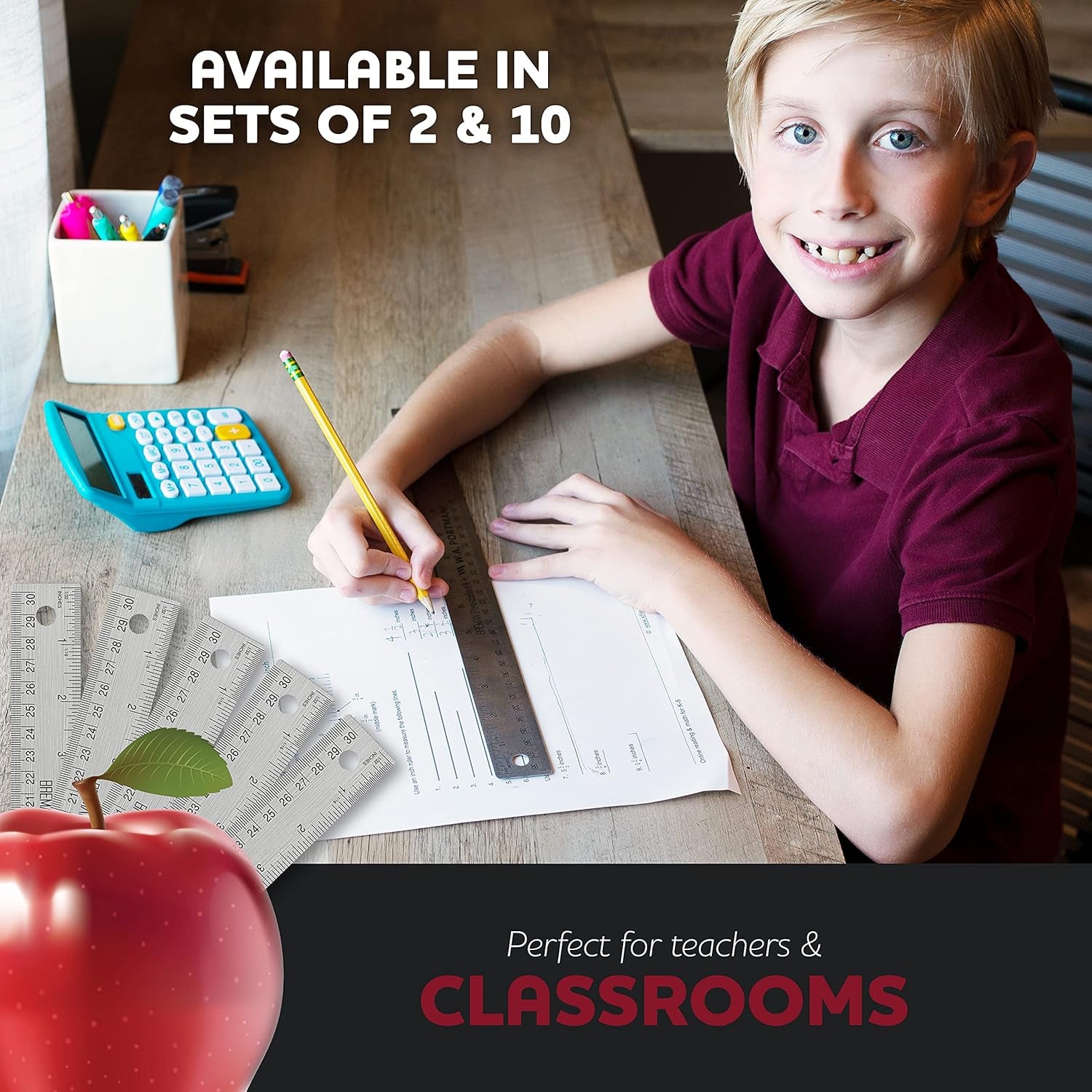 Metal Ruler 36 Inch Cork Back - Straight Edge 36 Inch Metal Ruler - Flexible & Non-Slip Stainless Steel - Imperial & Metric Graduations for Precision Measuring