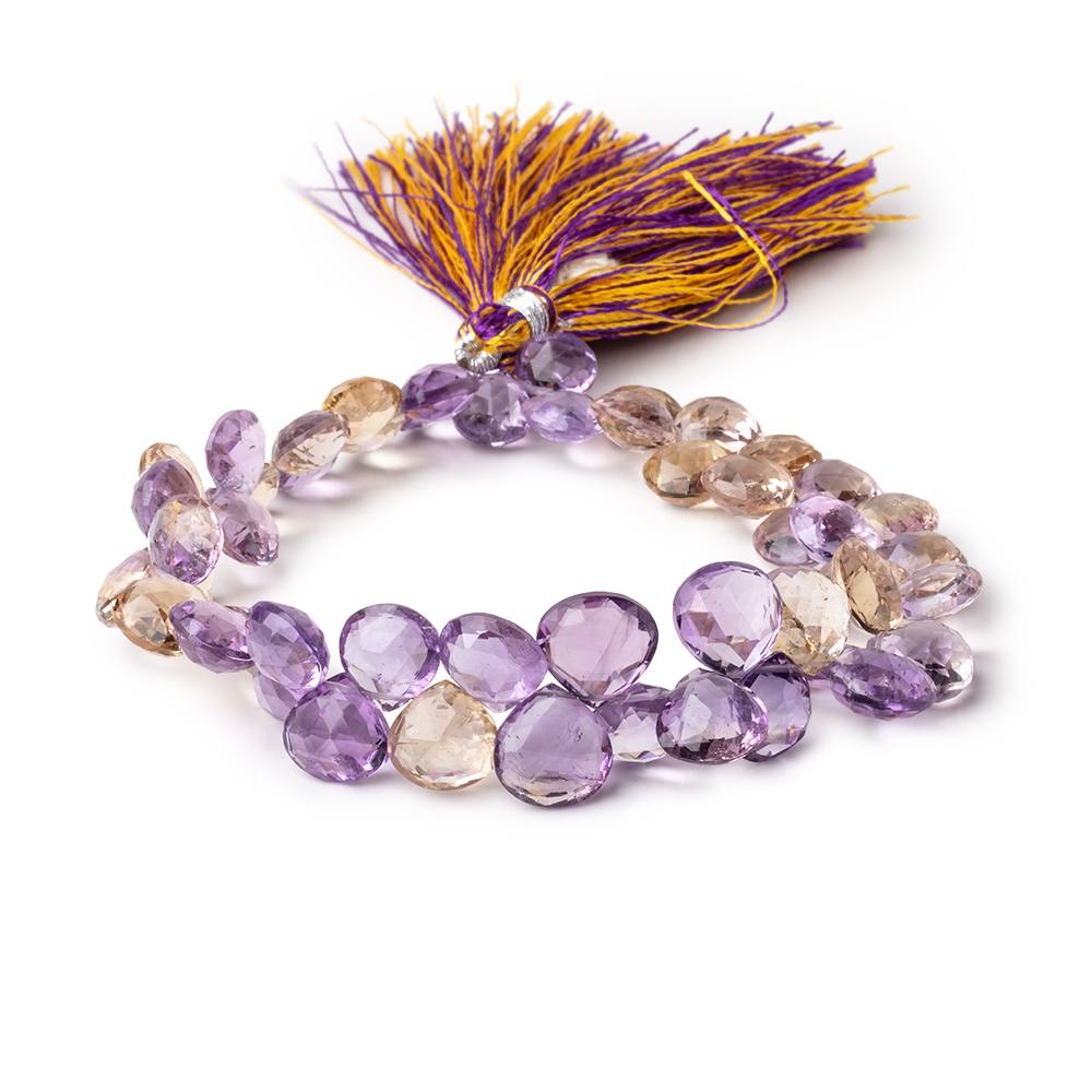 7.5-10mm Ametrine Faceted Heart Beads 8 inch 50 pieces